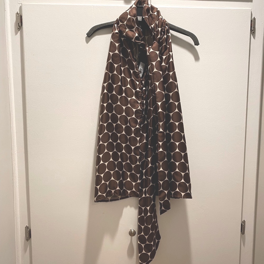 NWT Marc By Marc Jacobs Silk Sleeveless Blouse Sz M, Brown & Ivory